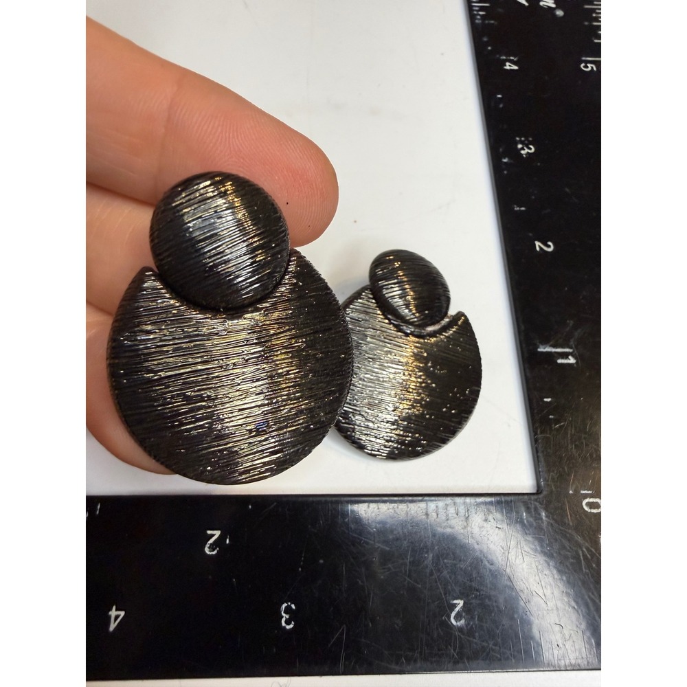 Gunmetal Textured Door Knocker Earrings Statement Geometric Drop Post Backs